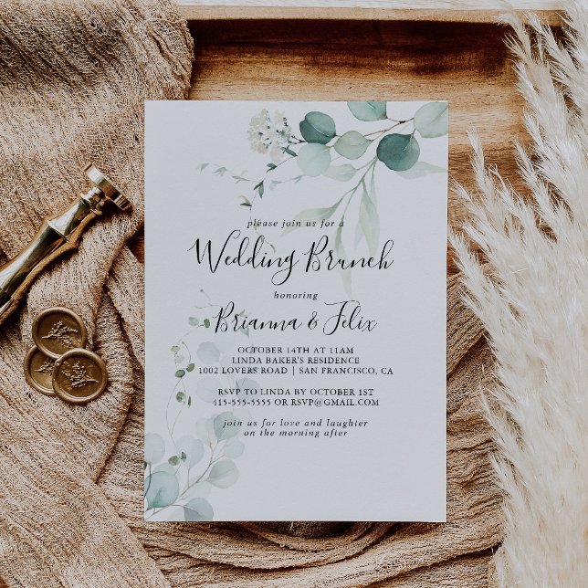 Invitación Boda Brunch del follaje verde verano Eucalyptus (Subido por el creador)
