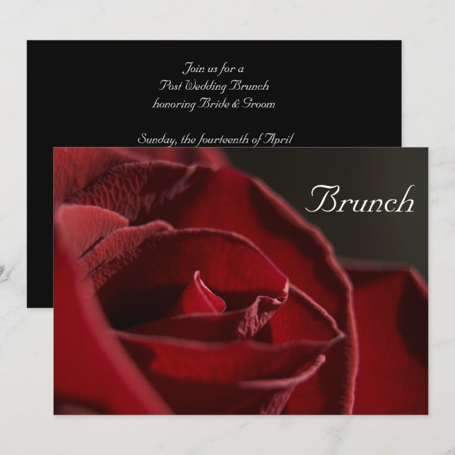 Invitación Boda Brunch elegante del Red Rose Post (Anverso / Reverso)