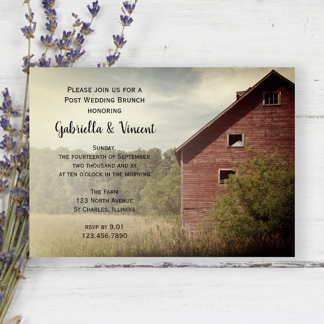 Invitación Boda Brunch Rústico del Barn Rojo Post (Subido por el creador)