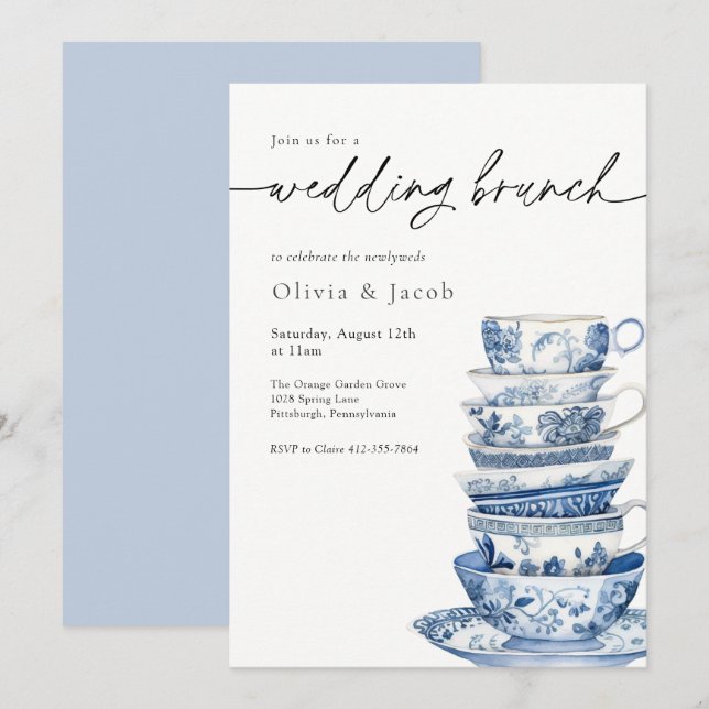 Invitación Boda Brunch Tea Fiesta Chinoiserie Bridal Shower (Anverso / Reverso)