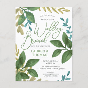 Invitación Boda Brunch Watercolor Tea deja follaje