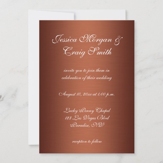 Invitación Boda Brushed Copper Dark Ombre (Anverso)