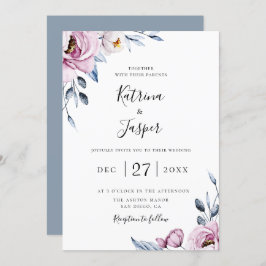 Invitación Boda bucal Dusty Blue Mauve