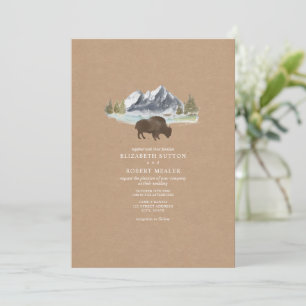 Invitación Boda Buffalo Watercolor Mountain Cardstock