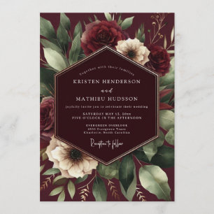 Invitación Boda Burgundy Barroco Florido
