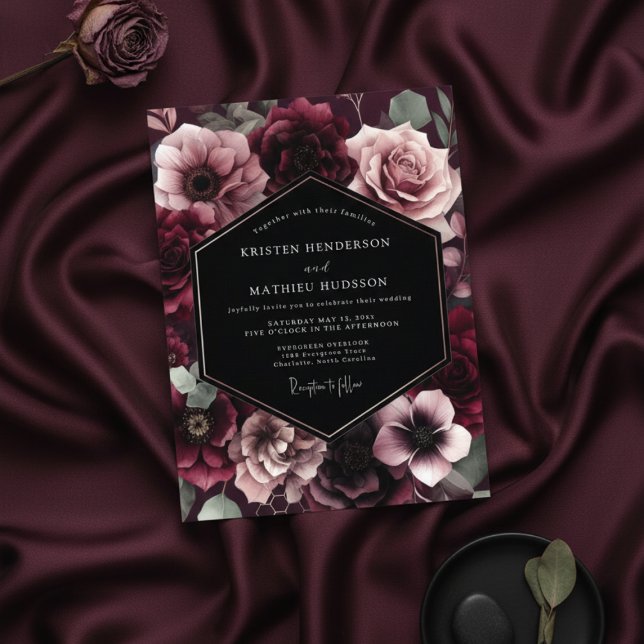Invitación Boda Burgundy Bloom (Subido por el creador)