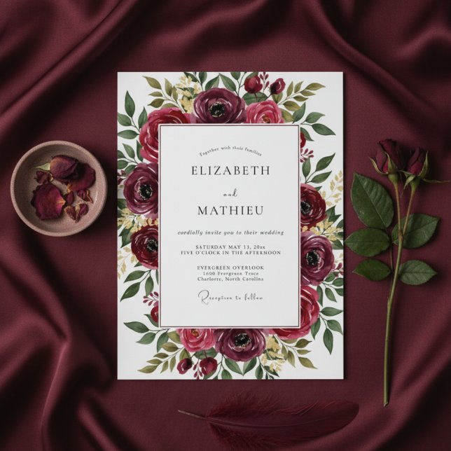Invitación Boda Burgundy Bloom (Subido por el creador)