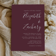 Boda Burgundy de Escritura Moderna