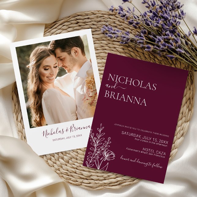 Invitación Boda Burgundy de Lujo Minimalista (Subido por el creador)