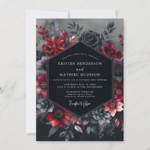 Invitación Boda Burgundy Gótico Florido