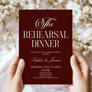 Invitación Boda Burgundy Marfil La Cena de Ensayo