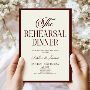 Invitación Boda Burgundy Marfil La Cena de Ensayo