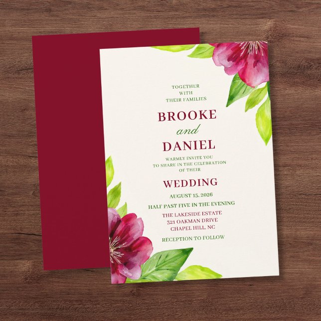 Invitación Boda Burgundy Open Bloom Lima Hoja (Subido por el creador)