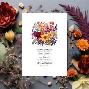 Invitación Boda Burgundy/Púrpura/Mostaza/Azul/Naranja Quemada