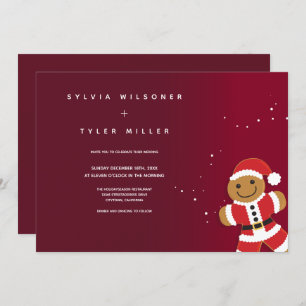 Invitación Boda Burgundy Red Gingerbread Santa