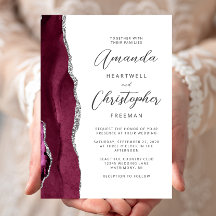 Boda Burgundy Silver Agate Script