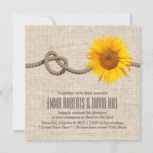 Invitación Boda Burlap de Country Sunflower & Twin Knot