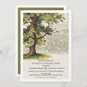 Invitación Boda Burlap de roble verde beige