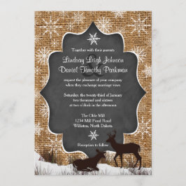 Invitación Boda | Burlap | Deer | Copos de nieve | Tablero