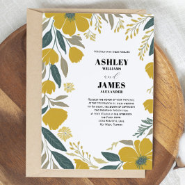 Invitación Boda Buttercup Yellow Modern Florals