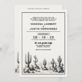 Invitación Boda Cactus Casual con código QR y detalles