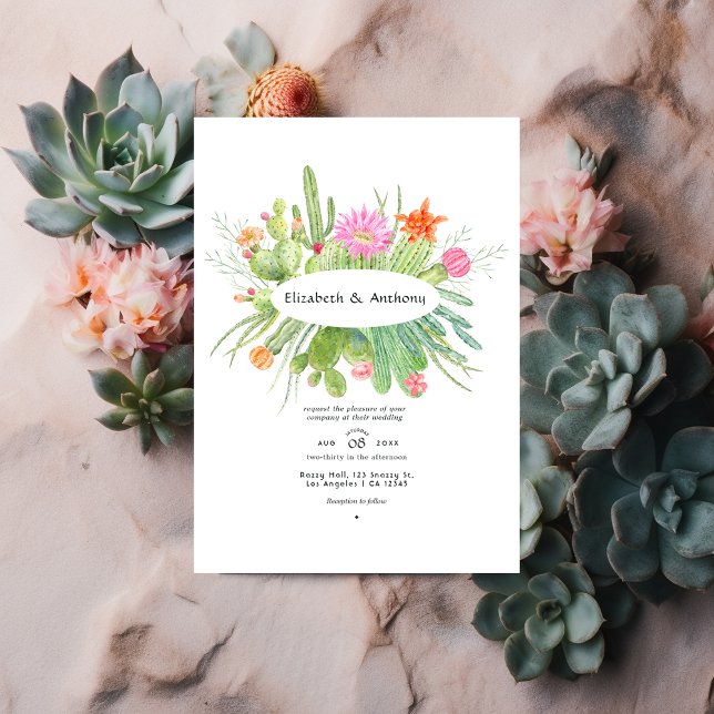 Invitación Boda Cactus de color de agua (Subido por el creador)