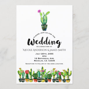 Invitación Boda Cactus Floral Rustic Southwestern Boho
