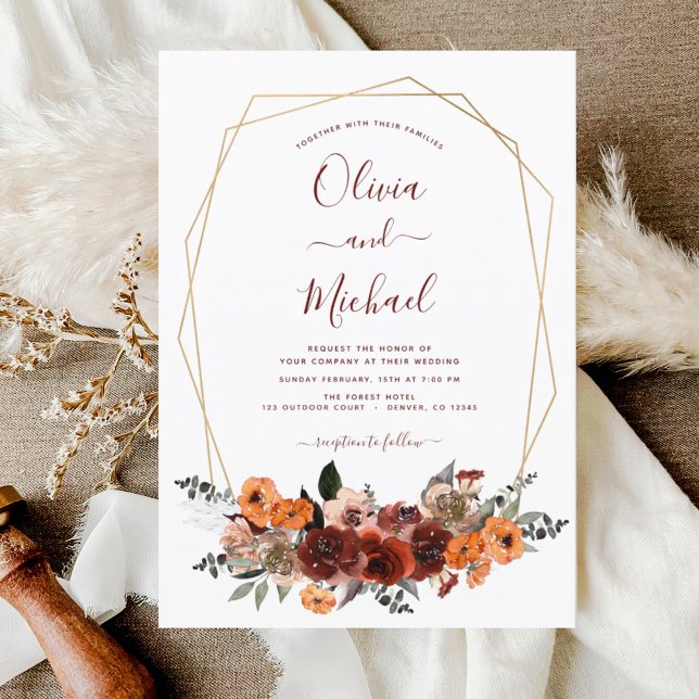 Invitación Boda Caída Borgoña Eucalyptus Floral (Subido por el creador)