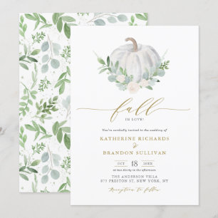 Invitación Boda Caída de la Calabaza Blanca Wreath Greenery