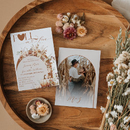 Invitación Boda Caída de la Moda de Flor y Calabaza Boho