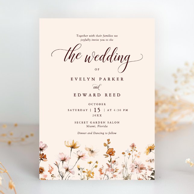 Invitación Boda Caída Floral Simple (Subido por el creador)