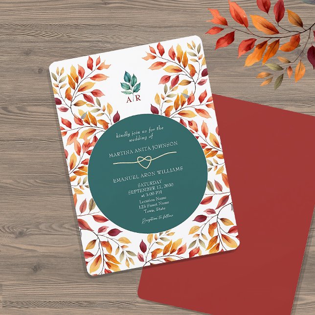 Invitación Boda Caída Naranja verde azulada (Subido por el creador)
