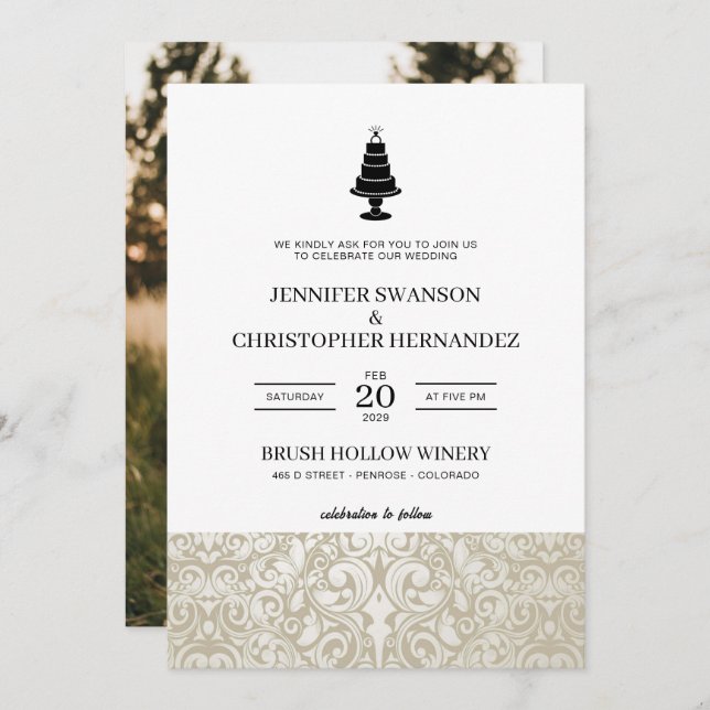 Invitación Boda Cake (Anverso / Reverso)