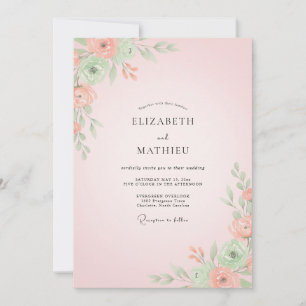 Invitación Boda cálida flor de coral