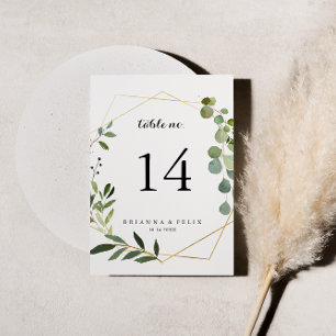 Invitación Boda Caligrafía Tropical Verde Geométrico Dorado