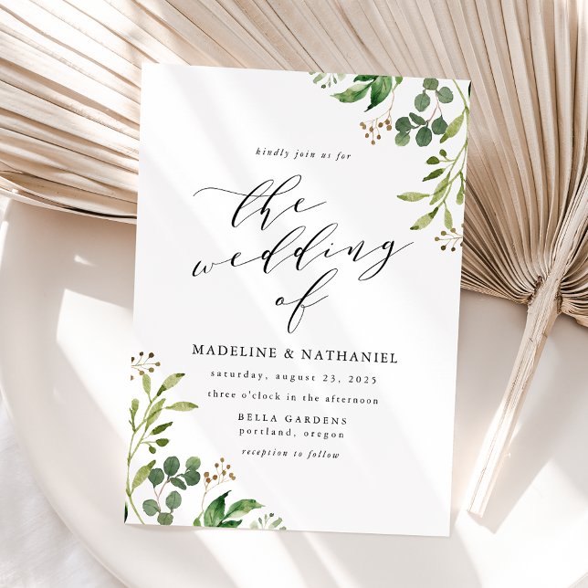 Invitación Boda Caligrafía Verde Acuarela (Subido por el creador)