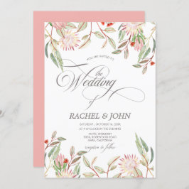 Invitación Boda caligráfico de flores australianas