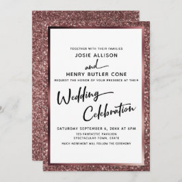 Invitación Boda caligráfico moderno Celebración Rosa Oro