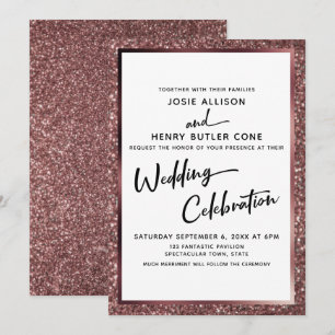 Invitación Boda caligráfico moderno Celebración Rosa Oro