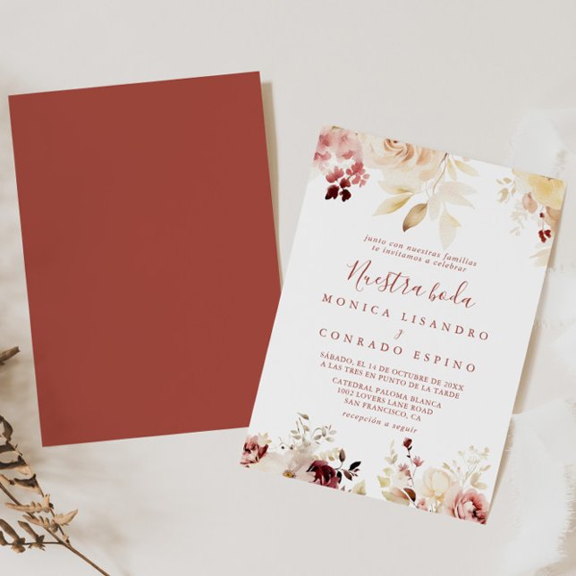 Invitación Boda Calligraphy Graceful Floral Nuestra Boda (Subido por el creador)