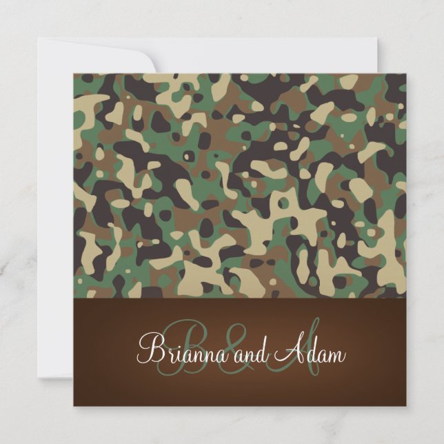 Invitación Boda Camo Especulado de Caza Personalizada (Anverso)