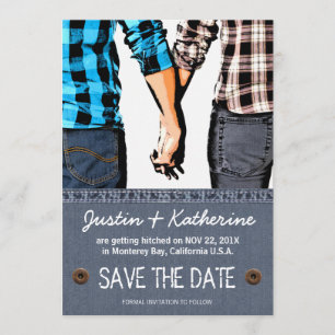 Invitación Boda Campestre Aviso de Guardar la Fecha Pareja To