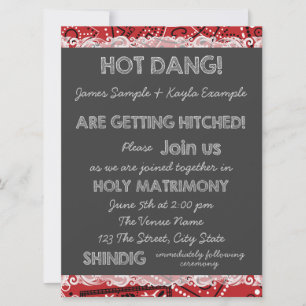 Invitación Boda campestre con pizarra y bandana roja