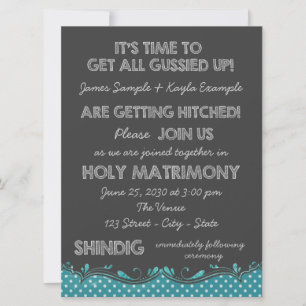 Invitación Boda campestre con tiza azul teal y carboncillo