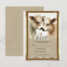 Boda Campestre Crema Marrón Amor Vaca RSVP