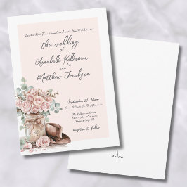 Invitación Boda campestre de estilo rústico elegante con rosa