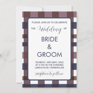 Invitación Boda campestre de leñador con cuadros de búfalo co
