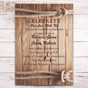 Invitación Boda campestre de madera de granero al estilo vaqu