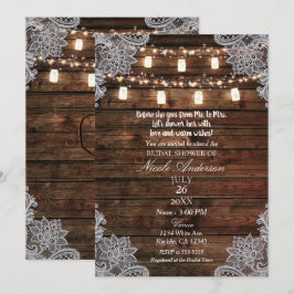 Invitación Boda campestre de madera de granero y frascos de a