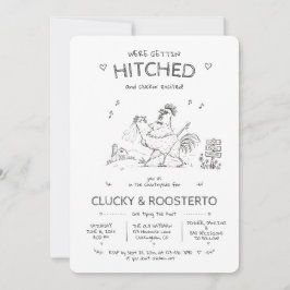 Invitación Boda campestre de pollita y gallo bailarines